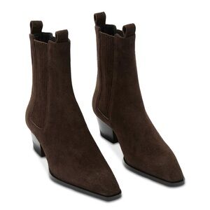 Aeyde Dark Brown Suede Heeled Boots